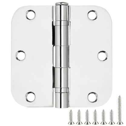 TDCHINGES Rounded Door Hinges Polished Chrome 3.5 Inch 5/8" Lasting Mute - color: Polished Chrome-Rounded, size: 1 Pack-Ball Bearing-lasting no squeak
