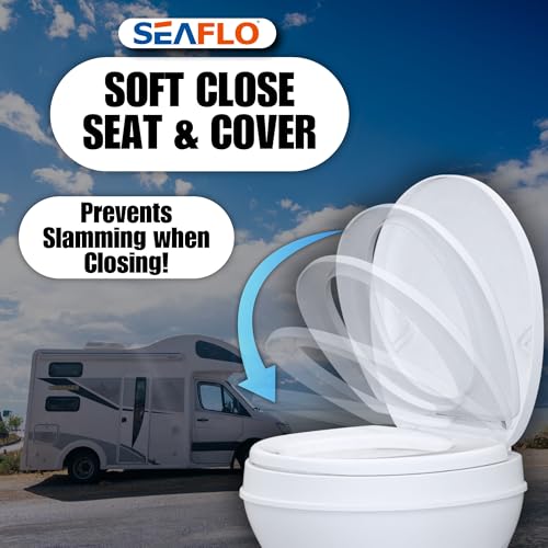SEAFLO RV Toilet with Sprayer Attachment - White, 18.4” Residential Height, Gravity Flush Foot Pedal Camper Toilet Soft Close Seat Elongated Bowl Motorhome, 4-Year Warranty, SFRTPH-01-02 - color: White-Sprayer