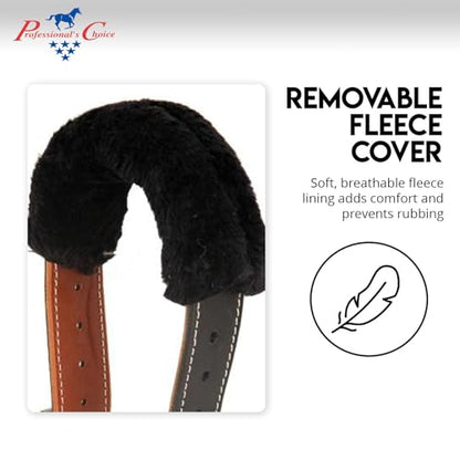 Professional's Choice The Dare Cribbing Control Collar | Durable Leather Cribbing Prevention for Horses | Fully Reversible Adjustable Fit with Removable Fleece - color: Black