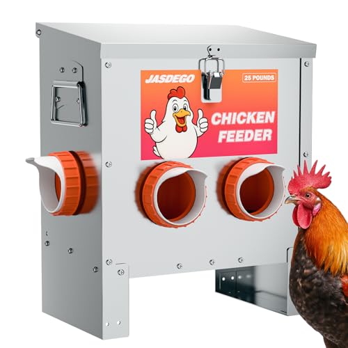 4 Port Automatic Chicken Feeder, No Waste Poultry Feeder with Lid - size: 4 Ports (25 LBS)