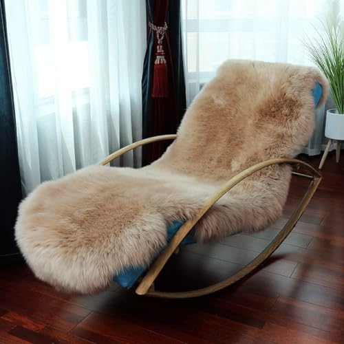 WL&ALLEN Large Sheepskin Rug Genuine Thick and Lush 3 Inch Pile，Luxury Australian Pelts |Large Sheepskin Wool Area Rugs (Single & a Half Pelt 2'6" x 5‘，Light Brown)… - color: Light Brown, size: 2'10" x 5'7" (Sheep Pelt)