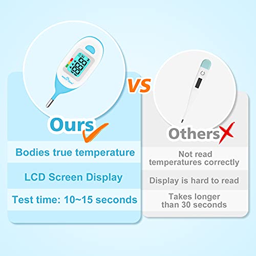 Easy@Home Baby Rectal Thermometer with Fever Indicator, Clear LCD Display for Fast Readings, Soft Flexible Tip for Infant & Newborn Use – EMT-027