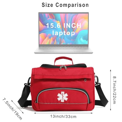 Empty Red First Responder Bag On Call Trauma Bag EMT First Aid Carrier for Paramedics and Emergency Medical Supplies Kit (Red) - color: Red