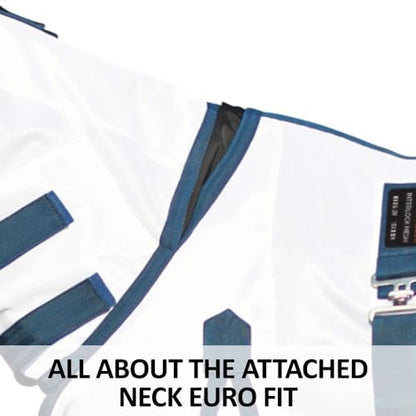 Schneiders Soft Interlock Mesh II Horse Fly Sheets | Superior UV & Insect Protection | Versatile Euro Fit Option | Reflective Safety Design - color: White, style: Mini Attached Neck Euro Bellyband