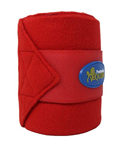 CHALLENGER 10ft Horse Grooming Leg Polo Wrap Set of 4 Soft Fleece 95R - color: Red