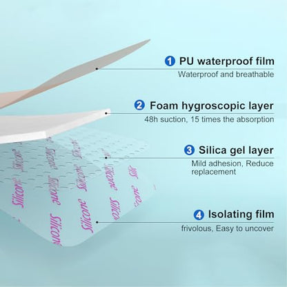 30 Pcs Silicone Foam Dressing 2x4 Gentle Border, Super Absorbent Wound Dressing, Bed Sore Patches, Waterproof Silicone Bandages for Wounds Care, Self Adhesive Pressure Sore Pads - size: 2''x4'' (30 Packs)