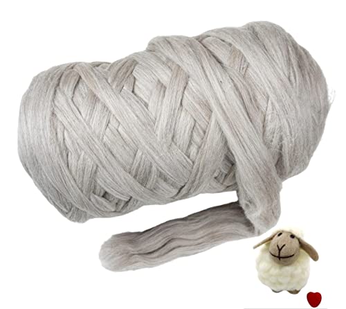 8 lb XXL Natural Color un-Dyed Wool roving Bulk knittting Projects Spinning Felting Blankets and Tapestry (Gray 8 lb) - color: Sand, size: 8 lb