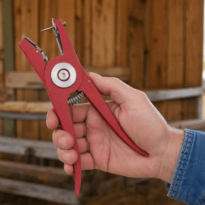 Alloy Livestock Ear Tag Applicator Pliers, 9.06 in Red Animal Tagging Tool for Cattle Pigs Goats Sheep