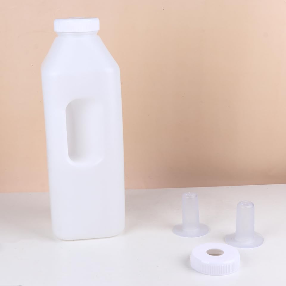 ibasenice Calf Sheep Milk Bottle 3L with Handle, Silicone Nipples & Lid for Orphaned Lambs Calves Puppies, Ergonomic Feeder for Farm Home Use