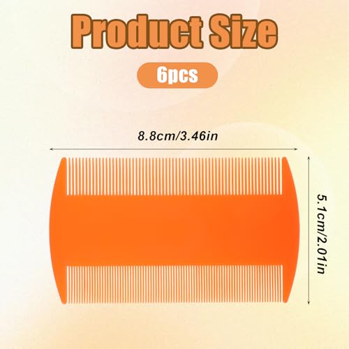 Ymapinc 6Pcs Double Sided Fine Tooth Lice Comb in 6 Colors