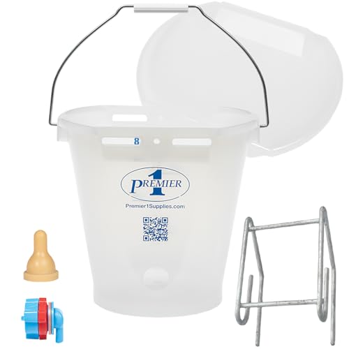 Premier 1 Lamb 'N' Goat Kid Prima Orphan Feeding Bucket – 2 Gal, Round - size: 2 Gallon Round - 1 Hole