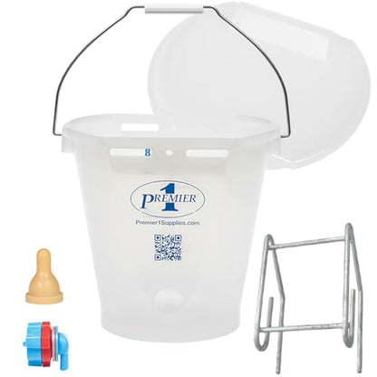 Premier 1 Lamb 'N' Goat Kid Prima Orphan Feeding Bucket – 2 Gal, Round - size: 2 Gallon Round - 1 Hole