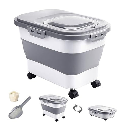 20-30 Lbs Rice Storage Container,Collapsible Food Storage Containers - color: Grey/20-30LBS