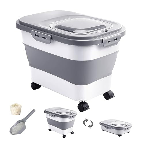 20-30 Lbs Rice Storage Container,Collapsible Food Storage Containers - color: Grey/20-30LBS