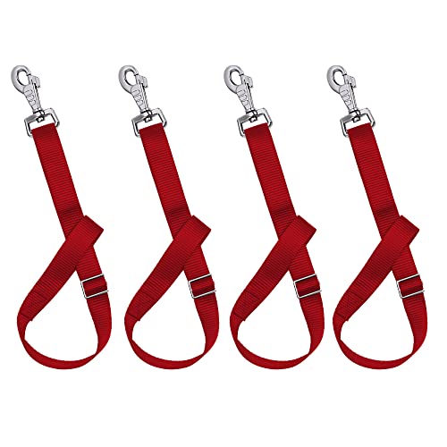 Rosemarie Horse Bucket Strap Hangers,Horse Suppliers Adjustable Nylon Straps up to 700 lbs for Hay Nets, Water Buckets,Hanging-Pratical and Easy Use(4 Pack) (Red) - color: Red