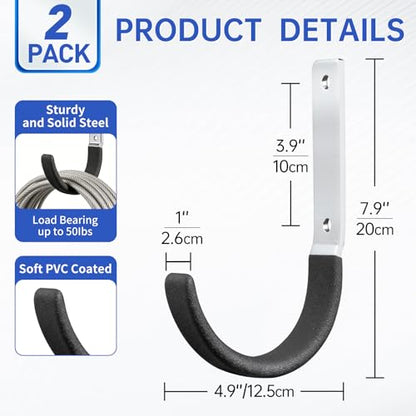 GeeWatom Heavy Duty Steel Garage Hooks,Garage Storage Utility Hooks,Heavy Duty Garage Garden Tool Organizer,Steel Wall Mount Hooks, Garden Hose Hanger, Black U Hooks (Dark Brown-2PC) - color: Dark Brown-2PC