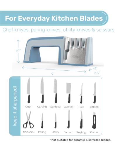 Wamery Knife & Scissors Sharpener, 4-Stage Pull-Through with Scissors Slot