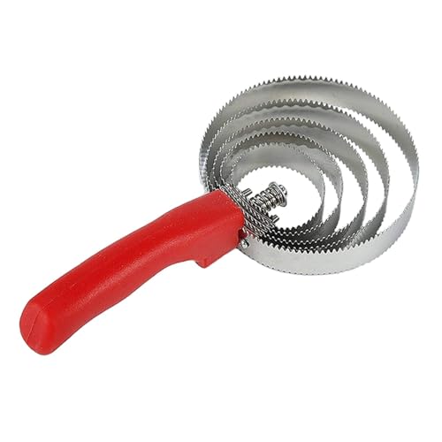 kathson 5 Rings Curry Comb Horse Brush Scraper Reversible Stainless Steel Livestock Shedding Comb with Soft Touch Grip for Dog Horse Grooming Supplies (Red) - size: 5.1x9.8 Inch (Pack of 1)