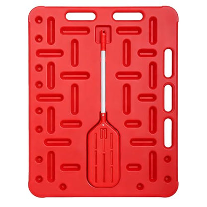 Danbark Livestock Sorting Panel with Paddle, Lightweight Animal Handling Equipment for Hogs, Sheep, Goats, Cattle, Portable Farm Fencing & Crowding Gate (Red, Medium 38x30")