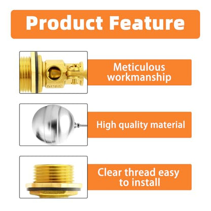 GASHER 1PCS 1" 304 Stainless Steel Float Ball Valve with 1"G Female x 1"NPT Male Adapter, DN25 Adjustable Water Tank Float Ball Valve for Stock Tank Pool Water Level Control - size: 1" DN25