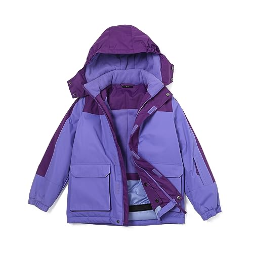 YINGJIELIDE Boy's Waterproof Ski Jacket,Kids Outdoor Snowboarding windproof Jacket,Fleece Lined Hooded,Warm Winter Snow Coat - color: Purple, size: 13 Years