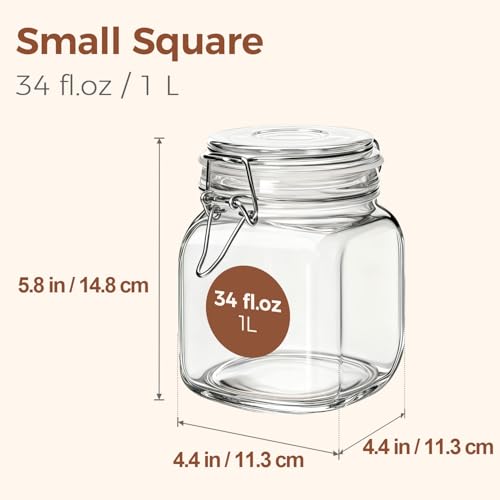 ComSaf Glass Storage Jars 34 oz 3 Pack for Flour Sugar, Coffee Canister - size: 34oz*3