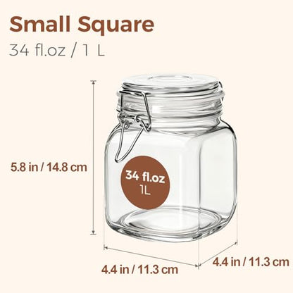 ComSaf Glass Storage Jars 34 oz 3 Pack for Flour Sugar, Coffee Canister - size: 34oz*3