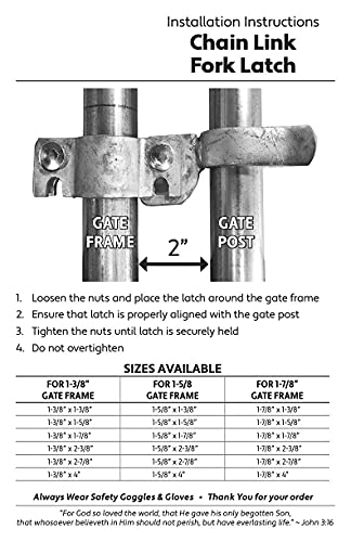 1-7/8" x 1-5/8" Chain Link Fence Gate Fork Latch - Galvanized with Padlock Hole - size: 1-7/8"x1-5/8"