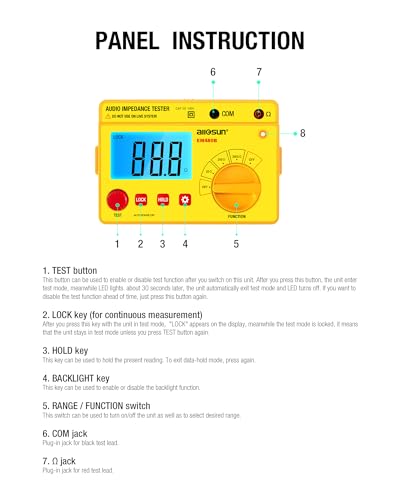 ALLOSUN - EM480B Audio Impedance Tester Digital LCD Insulation Resistance Megohmmeter Meter Tester with Bag