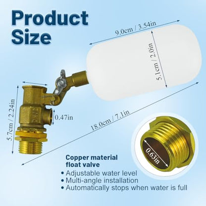 2 Pack Float Ball Valve, 1/2 Inch Brass Water Float Valve with Adjustable Arm, Automatic Water System Filler for Livestock Water Trough, Water Tank, Fountain, Automatic Waterer Bowl Dog Horse - size: 2 Pack