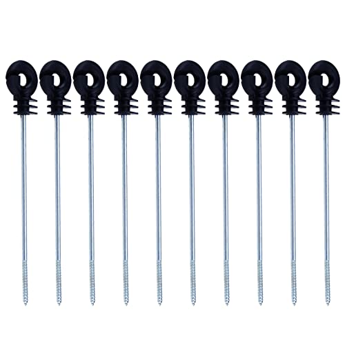 10Pcs Long Electric Fence Wood Post Insulator Screw-in Insulator | Long Arm Wood Post Insulator Fence Post Insulator Wire Insulators for Tape Rope Electric Fence Wire Wood Post Garden