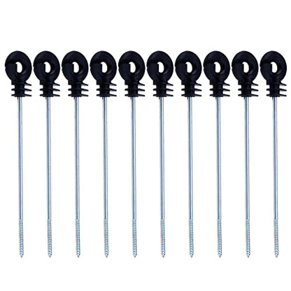 10Pcs Long Electric Fence Wood Post Insulator Screw-in Insulator | Long Arm Wood Post Insulator Fence Post Insulator Wire Insulators for Tape Rope Electric Fence Wire Wood Post Garden