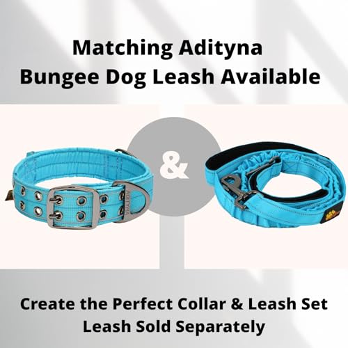 ADITYNA Heavy Duty Dog Collar for Medium Dogs with Traffic Handle - color: Blue, size: Medium: Fit 15-19" Neck