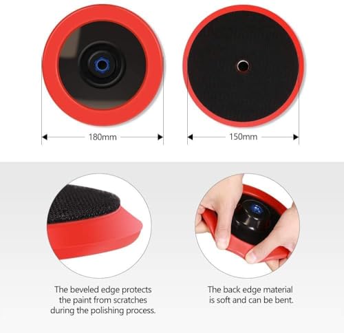 Wool Polishing Pads, SPTA 6"(150mm) 100% Natural Wool Buffing Pad with Hook & Loop Backing 4pcs Set Come with 5/8-11 Thread Backing Plate for Car Polishing, Buffing and Cutting - size: 6inch (150mm)