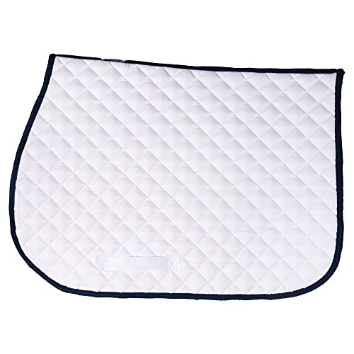 Dura-Tech White All Purpose Horse Saddle Pad | Versatile Use | Comfort Padding | Breathable Design | Secure Fit | Perfect Dimensions - color: WHITE NAVY