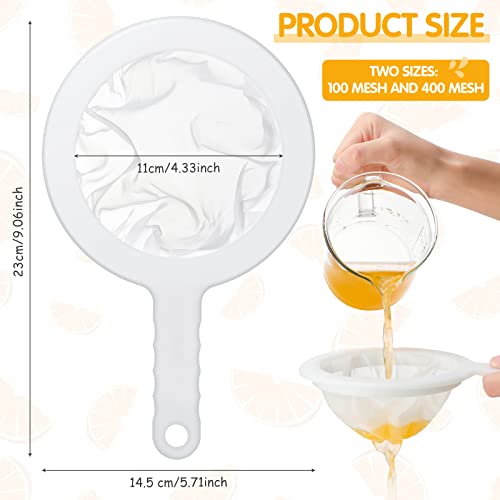 Zopeal 2 Pcs Ultra Fine Mesh Plastic Strainer for Kefir Grain, 100/400 Mesh - size: 100/400 Mesh