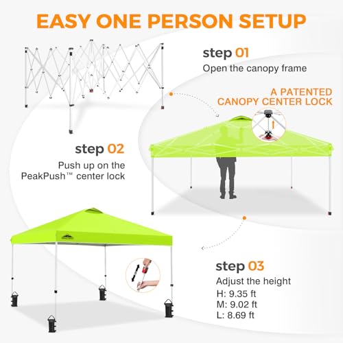 EAGLE PEAK 10x10 Pop Up Canopy Tent Easy Up Canopy Outdoor, Neon Green - color: Neon Green, size: 10x10