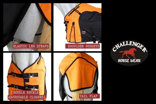 76" 1200D Turnout Waterproof Fleece Lined Medium Winter Blanket Sheet 382LG - color: Orange Black Wave, size: 76 inches