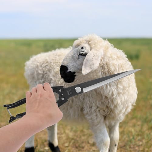 Manual Sheep Shears 13.78 Inch Carbon Steel Animal Hair Clippers with Ergonomic Handle for Efficient Sheep Goat Cow Grooming and Farm Use