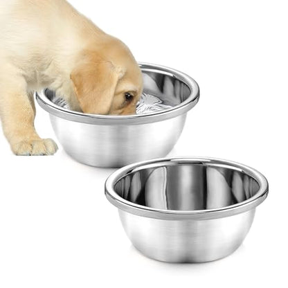 MEWTOGO 2 Pcs 0.5 Gallon Food Grade Stainless Steel Dog Water Bowls - size: 0.5 Gallons