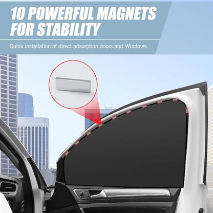 4 PCS Car Side Window Sun Shade, Sunproof Heat Insulation Car Window Shades, Portable Adsorption Front Rear Privacy Protection Cover, Universal for Most Vehicles (Silver) - color: Silver
