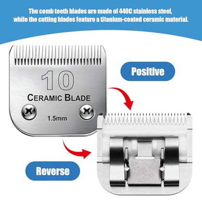 Dog Grooming Replacement Blades Compatible with Andis Dog Clipper - size: 10