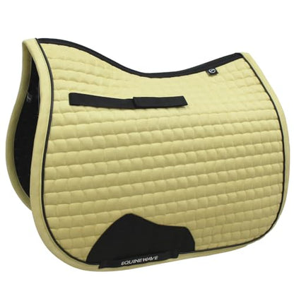 EQUINEWAVE Aria Soft Suede Jump Saddle Pad – Breathable Moisture-Wicking Lining, Shock-Absorbing Cushion, Contoured Spine, English All Purpose Saddle Pad - color: Cream Yellow