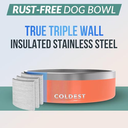 Coldest Dog Bowl - Anti Rust Metal, Non Slip, 3 Layers Insulated Stainless Steel Dog Bowls - Spill Proof & Heavy Duty - Water Bowl for Dogs, Cats & Pets, Dish Washer Safe (42 oz,Candy Red Glitter) - color: Candy Red Glitter, size: 42 oz