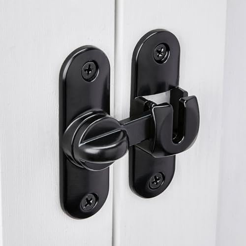 Black 90/180 Degree Barn Door Latches,Flip Gate Lock - color: Black