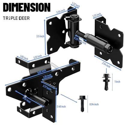 Heavy Duty Self-Closing Gate Hinge and Self-Locking Latch Hardware Kit
