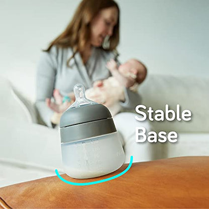 Nanobebe Flexy Silicone Baby Bottle, Anti-Colic, Natural Feel, Non-Collapsing Nipple, Non-Tip Stable Base, Easy to Clean 3-Pack, Teal, 5 oz - color: Teal, style: 5 Ounce 3-Pack