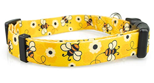 Limeloot Bees Dog Collar, Adjustable Dog Collar for Male and Female Dogs, Small - color: Bees, size: Small