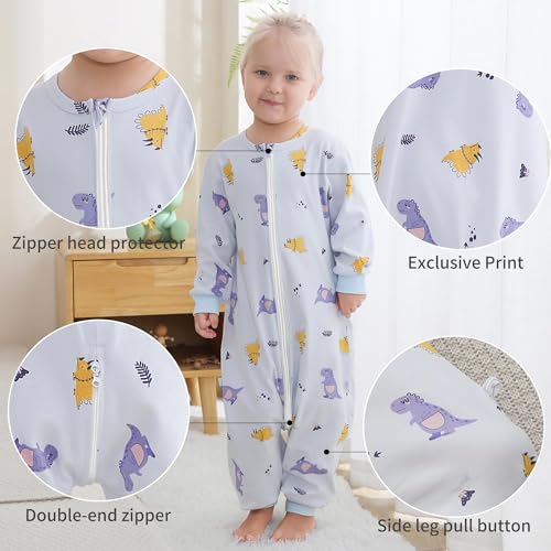 HAHASHOW Baby Cotton Long Sleeve Sleeping Bag Animal Triple Zipper Boys Girls Wearable Blanket With Legs for 6 Months-6T - color: Blue