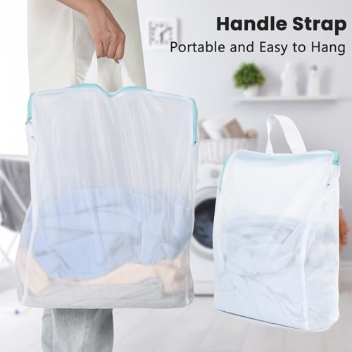 OTraki 12x16 Inch Mesh Laundry Bag 2 Pack Small Lingerie Bags with Handle and Zipper Fine Mesh Bags Delicate Washable Laundry for Home Colleage Travel Don't Drying, Melting 140-176℉, White - size: 12 x 16 inch
